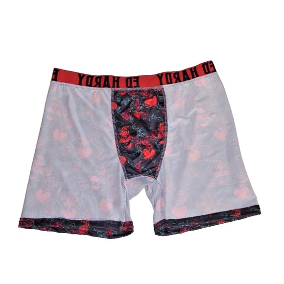 Ed Hardy Logo‎ Red Roses Heart Thorn Cotton Blend Front Pouch Boxers NWOT - Picture 3 of 5